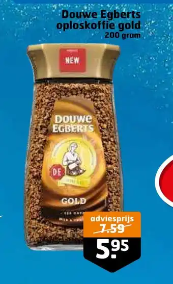 Trekpleister Douwe Egberts oploskoffie gold 200 gram aanbieding