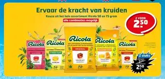 Trekpleister Ricola pastilles Original 2 x 50 gram aanbieding