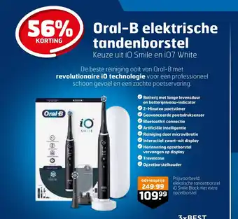 Trekpleister Oral-B elektrische tandenborstel iO Smile Black met extra opzetborstel aanbieding