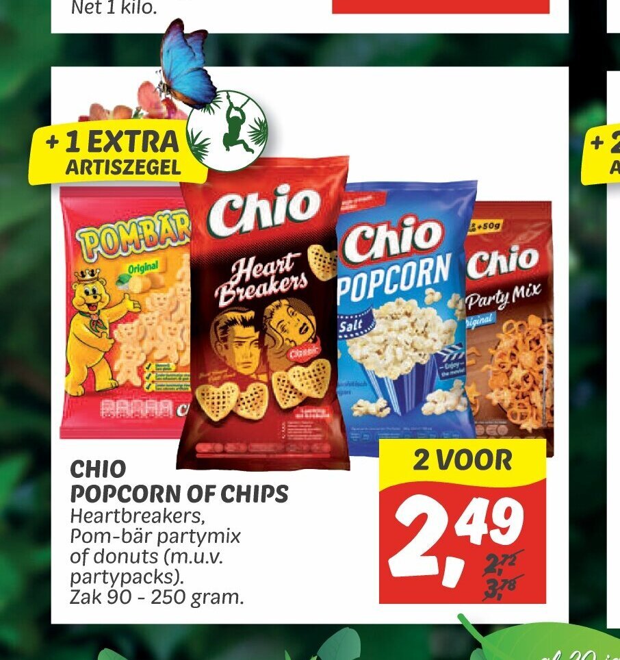 Chio popcorn of chips aanbieding bij Dekamarkt