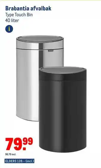 Makro Brabantia afvalbak touch bin aanbieding