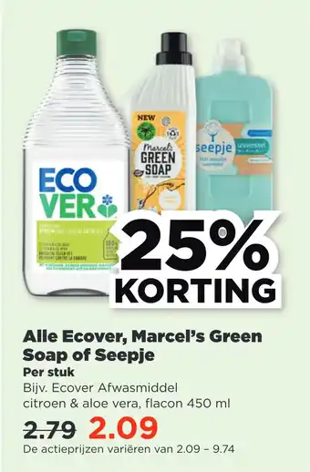 PLUS Alle ecover, marcel's green soap of seepje aanbieding