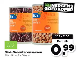 PLUS Bio+ groenteconserven aanbieding