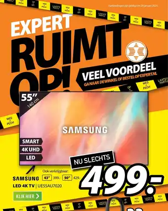 Expert Samsung LED 4K TV UE55AU7020 55" aanbieding