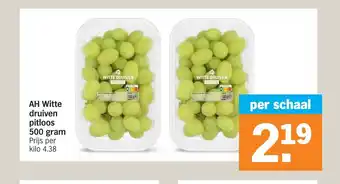 Albert Heijn Ah Witte druiven pitloos 500 gram per schaal aanbieding