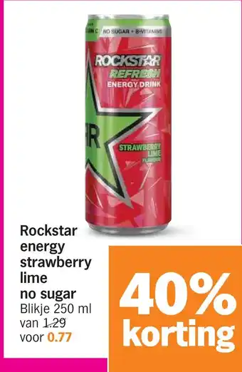 Albert Heijn Rockstar energy strawberry lime no sugar 250 gram aanbieding