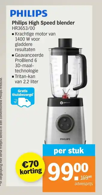 Albert Heijn Philips High Speed blender HR3653/00 aanbieding