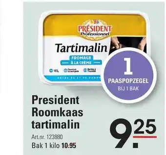 Sligro President roomkaas tartimalin aanbieding