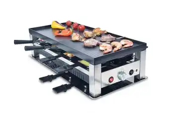 Bol.com Solis 5 in 1 table grill 791 gourmetstel 8 personen - raclette gourmet set - bakplaat gourmetten - zilver/zwart aanbieding