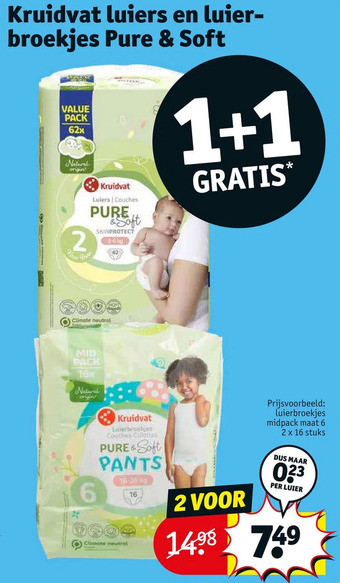 Kruidvat Kruidvat luiers en luierbroekjes pure & soft aanbieding