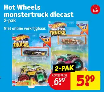 Kruidvat Hot wheels monstertruck diecast 2-nak aanbieding