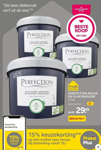 Praxis Perfection muur en plafondverf aanbieding