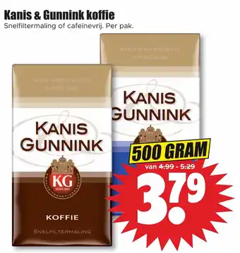 Dirk Kanis & gunnink koffie per pak 500 gram aanbieding