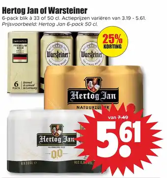 Dirk Hertog jan of warsteiner 6-pack 33 of 50cl. aanbieding