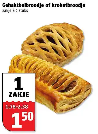 Poiesz Gehaktbalbroodje of kroketbroodje aanbieding