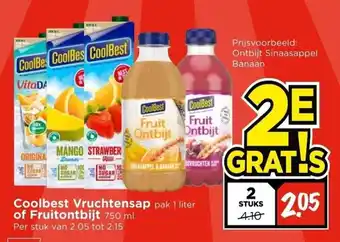 Vomar Voordeelmarkt Coolbest vruchtensap pak 1 liter of fruitontbijt 750ml aanbieding