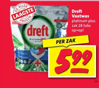 Nettorama Dreft Vaatwas platinum plus zak 28 tabs aanbieding