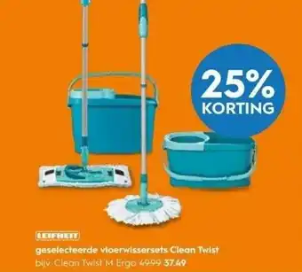 Blokker Leifheit geselecteerde vloerwissersets Clean twist aanbieding