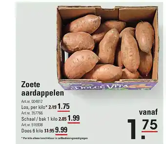 De Kweker Zoete aardappelen aanbieding