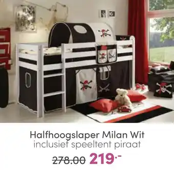 Baby & Tiener Halfhoogslaper milan wit inclusief speeltent piraat aanbieding