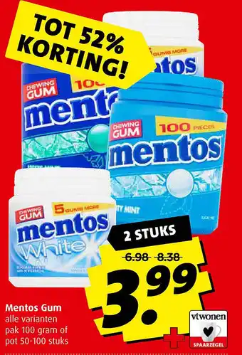 Boni Mentos Gum pak 100 gram aanbieding