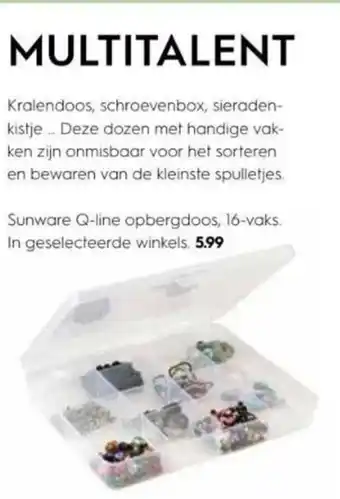 Blokker Sunware Q-line opbergdoos,16-vaks aanbieding