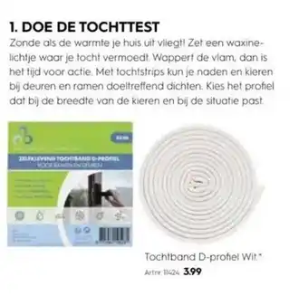 Blokker Tochtband D-profiel wit Artnr. 11424 aanbieding
