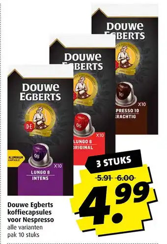 Boni Douwe Egberts koffiecapsules voor Nespresso pak 10 stuks aanbieding