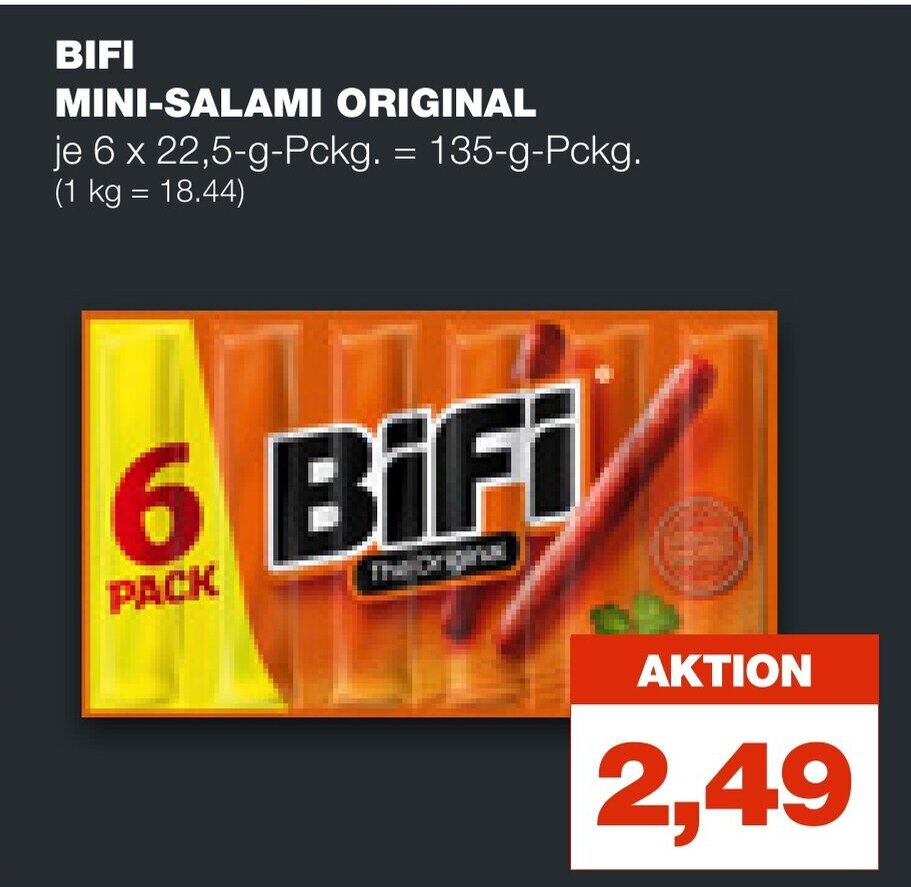 Bifi minisalami original 6x22,5g aanbieding bij mein real
