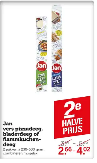 Coop Jan vers pizzadeeg, bladerdeeg of flammkuchen- deeg aanbieding