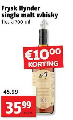 Poiesz Frysk Hynder single malt whisky fles à 700 ml aanbieding