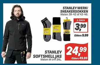 Dekamarkt Stanley werk-sneakersokken of stanley softshell jas aanbieding