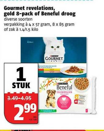 Poiesz Purina Gourmet Revelations, Gold 8-Pack Of Beneful Droog aanbieding