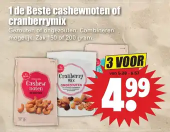 Dirk 1 de Beste cashewnoten of cranberrymix 3*150-200 gr aanbieding