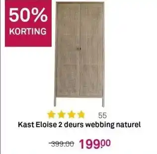 Karwei Kast eloise 2 deurs webbing naturel aanbieding