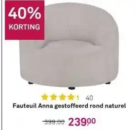 Karwei Fauteuil anna gestoffeerd rond naturel aanbieding