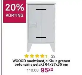 Karwei Woood nachtkastje kluis grenen betongrijs gelakt 64x37x35 cm aanbieding