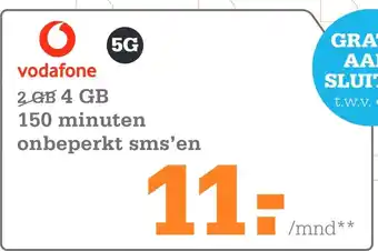 Telecombinatie Vodafone sim only aanbieding