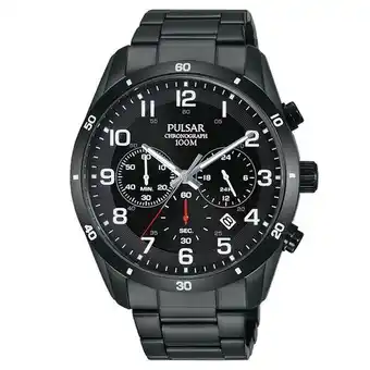 Siebel Juweliers Pulsar zwart stalen heren horloge pt3831x1 aanbieding