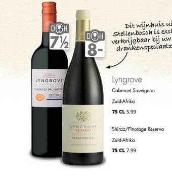 Mitra Lyngrove Cabernet Sauvignon Zuid-Afrika Of Shiraz-Pinotage Reserva Zuid-Afrika aanbieding