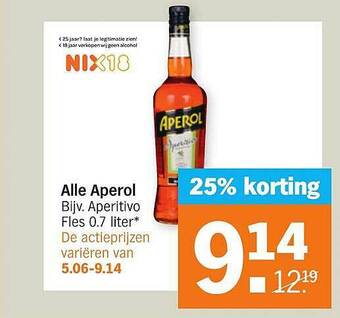 Albert Heijn Alle Aperol 25% Korting aanbieding