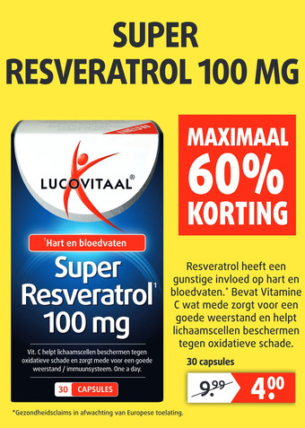 Lucovitaal Super Resveratrol 100 Mg aanbieding