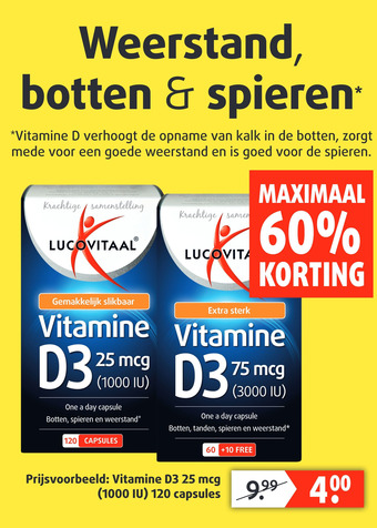 Lucovitaal Vitamine D3 25 mcg (1000 IU) 120 capsules aanbieding