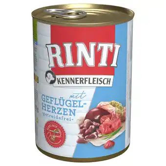 Zooplus 6x400g rinti "kennerfleisch" gevogeltehart hondenvoer aanbieding