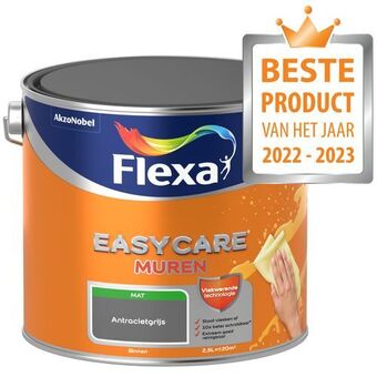 Praxis Flexa muurverf easycare muren mat antracietgrijs 2,5l aanbieding