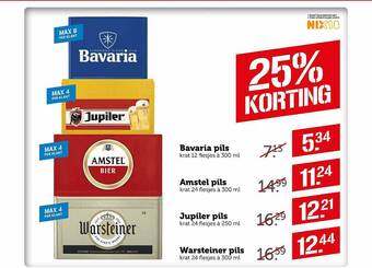 Coop Bavaria Pils, Amstel Pils, Jupiler Pils Of Warsteiner Pils 25% Korting aanbieding