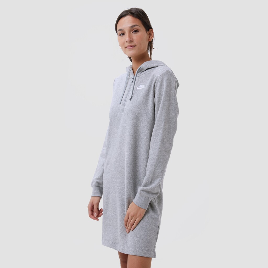 Nike sportswear club fleece hooded jurk grijs dames aanbieding bij Perry Sport