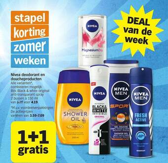 Albert Heijn Nivea Deodorant En Doucheproducten 1+1 Gratis aanbieding