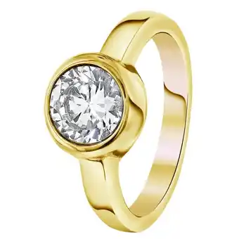 Douglas Lucardi stalen ring goldplated met witte zirkonia aanbieding