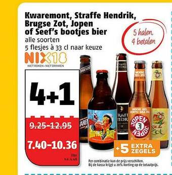 Poiesz Kwaremont, Straffe Hendrik, Brugse Zot, Jopen Of Seef's Bootjes Bier aanbieding